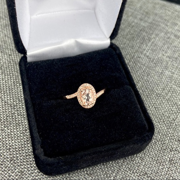 LOVELY 0.75 Ct Morganite Diamond 14kt Rose Gold Pink Champagne Engagement Ring 8 - Picture 3 of 7